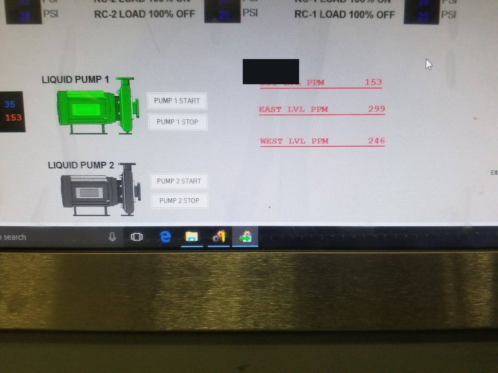 HMI pump status screen.